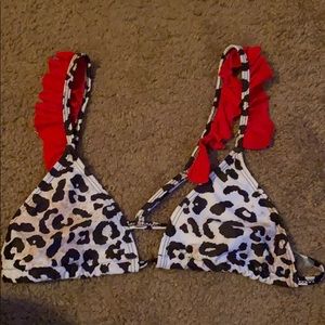 Cheetah print bathing suit top.